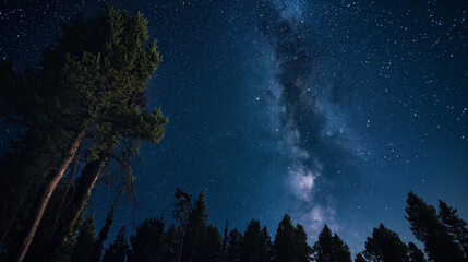 Wall Mural - the night sky is filled with stars and a large, glowing cloud of milk
