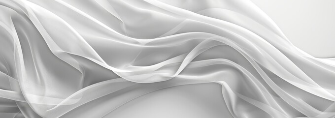 Poster - Stunning white gray satin texture with beautiful natural blur pattern on white silver fabric silk panorama background.