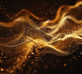 Poster - animated 3d rendering of chaotic particles. flying cubes in empty space. dynamic shape. futuristic b