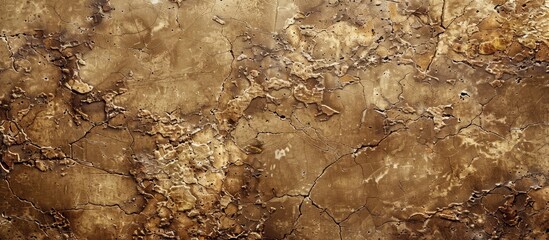 Canvas Print - A textured brown structure displays fractures and unique spots resembling a classic travertine pattern in this copy space image