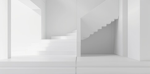 Poster - background of white abstract architecture for advertising, technology, showcase, showroom, metaverse