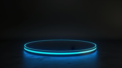 Poster - future technology sci-fi interior concept with futuristic futuristic podium, futuristic blue glowing