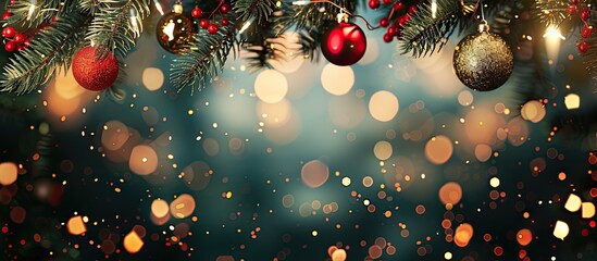 Sticker - Festive background for Christmas and New Year celebrations with copy space image