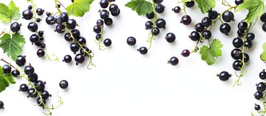 Poster - Black currant cuttings on a white backdrop with copy space image