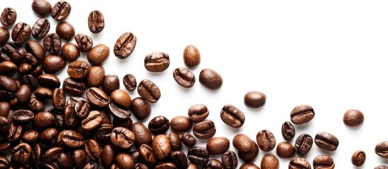 Sticker - Indulge in a quotation formed from roasted coffee beans on a white backdrop with copy space image