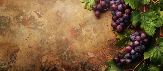 Sticker - Background featuring grapes and wine leaves with copy space image