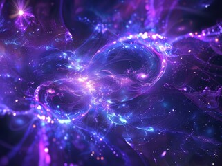 Wall Mural - star-studded trajectory in deep space with colorful trajectory