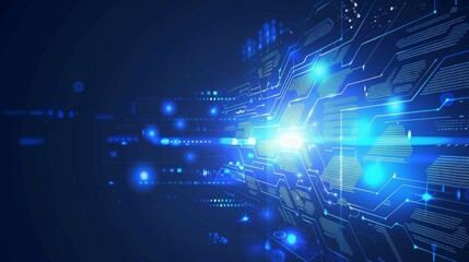 Poster - abstract tech digital innovation blue concept background modern