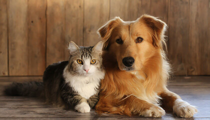 Cute dog and cat together