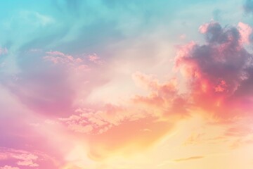 Poster - The sky is filled with abstract gradient sunrises with blues and oranges as the background.