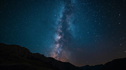 Wall Mural - a beautiful night sky with a long, thin stream of light in the middle
