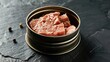 © 2rogan - Canned homemade Charolais beef meat on black surface for advertising