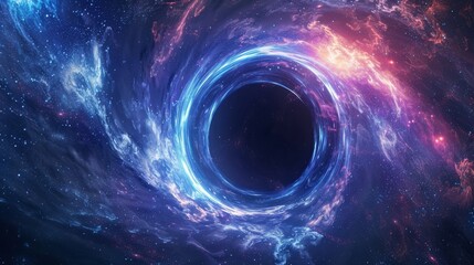 Poster - in this 3d illustration, we travel through a wormhole through time and space filled with millions of