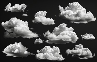 Wall Mural - An isolated set of clouds on a black background. Perhaps mist or smog.