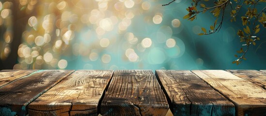 Poster - A wooden table background featuring copy space image