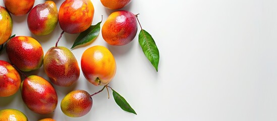 Canvas Print - Mangos displayed against a white backdrop with copy space image