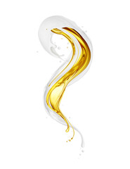 Wall Mural - Curved splashes of milk and oil isolated on a white background