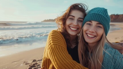 Canvas Print - Friends on a Winter Beach