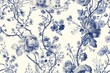© DK_2020 - Toile De Jouy vintage floral pattern featuring delicate florals wildflowers and romantic motifs