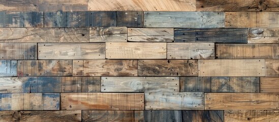 Sticker - Wood texture background with natural patterns on wooden panels ideal for ceramic tile design floor decoration and wallpapers with copy space image