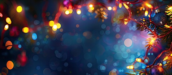 Canvas Print - Christmas lights create an abstract background with copy space image