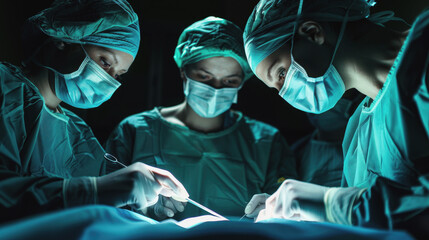 Wall Mural - International Surgeon's Day. The surgeon is in the operating room. surgical staff