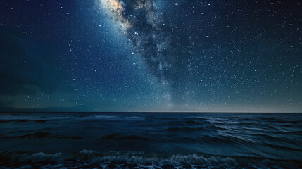 Wall Mural - the night sky is filled with stars and the moon is shining brightly