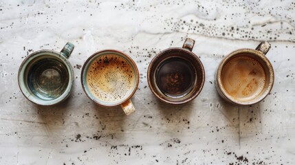 Wall Mural - Four ceramic coffee cups organized