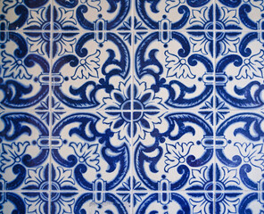 Traditional intricate portuguese decorative tiles azulejos