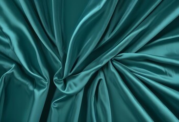 Wall Mural - Blue turquaise satin velvet wavy drapery texture sample background	