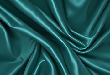 Poster - Blue turquaise satin velvet wavy drapery texture sample background	