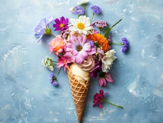 Sticker - ice cream and flowers