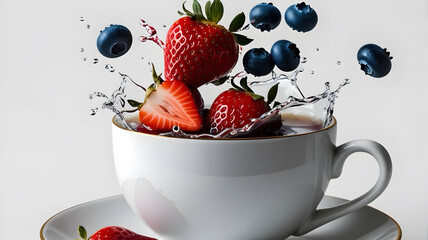 Wall Mural - Berry tea slap with fruit and berries in a cup