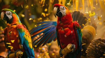 Canvas Print - two parrots on the tree