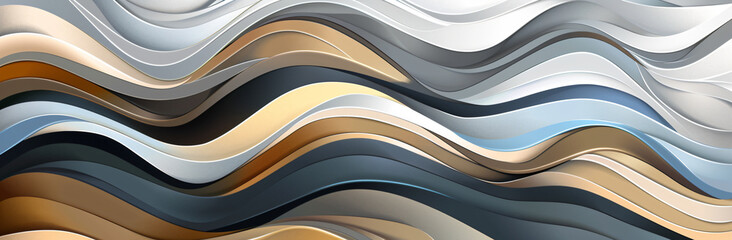 Poster - Abstract background with wavy lines in different colors and shades of gray, beige, blue, brown and white. Vector illustration in the style of different artists.