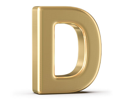 Golden 3D Font Letter D