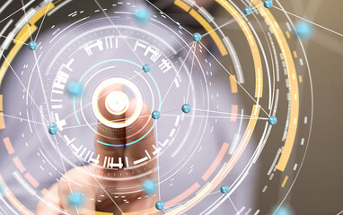 Poster - conference Digital Network and data concept 3d