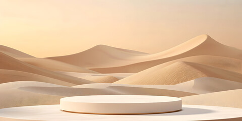 Poster - Empty podium mockup on the background of the desert