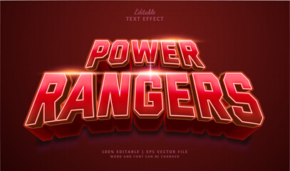 Wall Mural - Power Rangers Editable Text Effect Styl 3d Cinematic Bold Red Hero