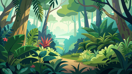 Poster - jungle and plants vector illustration background 