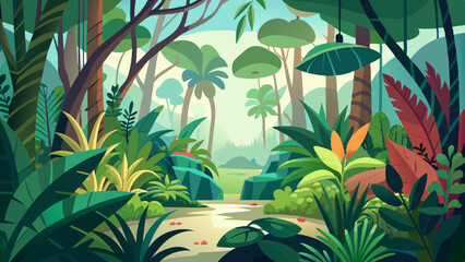 Wall Mural - jungle plants background illustration 