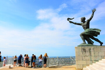 Statue overlooking Budapest, Hungary