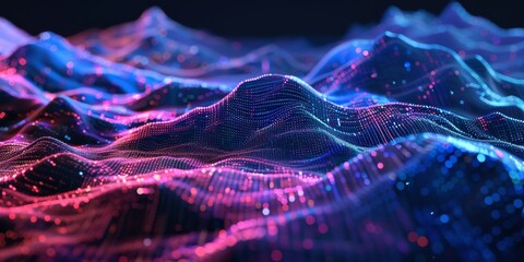Fototapete - Interconnected Data Points FormingVibrant Landscape - Technology Network Concept.