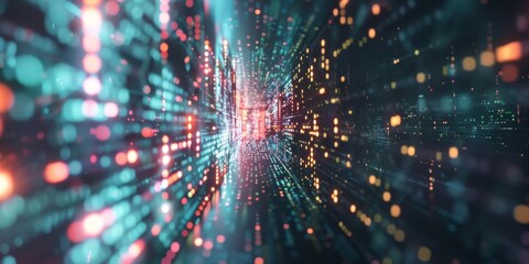 Poster - Futuristic Holographic Data Stream in Mid-AirSci-Fi Technology Elements