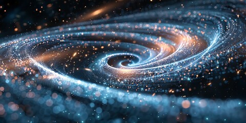 Poster - Cosmic Data Streams Forming Galaxy - Abstract Digital Artwork on Stock Image Site
