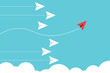 © Maderla - Red airplane changing direction. New idea, change