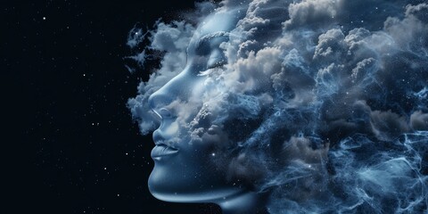 Poster - Aesthetic Conceptual Artwork Combining Data Cloud and Human Facial Features