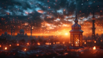 Wall Mural - Ramadan Lantern with a Mystical Sunset