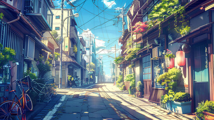 Naklejka na meble Japanese streets with anime style