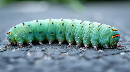 Sticker - green caterpillar on a leaf